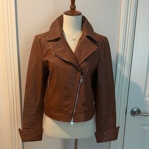 Marc Cain Nappa Lamb Cognac Leather Jacket